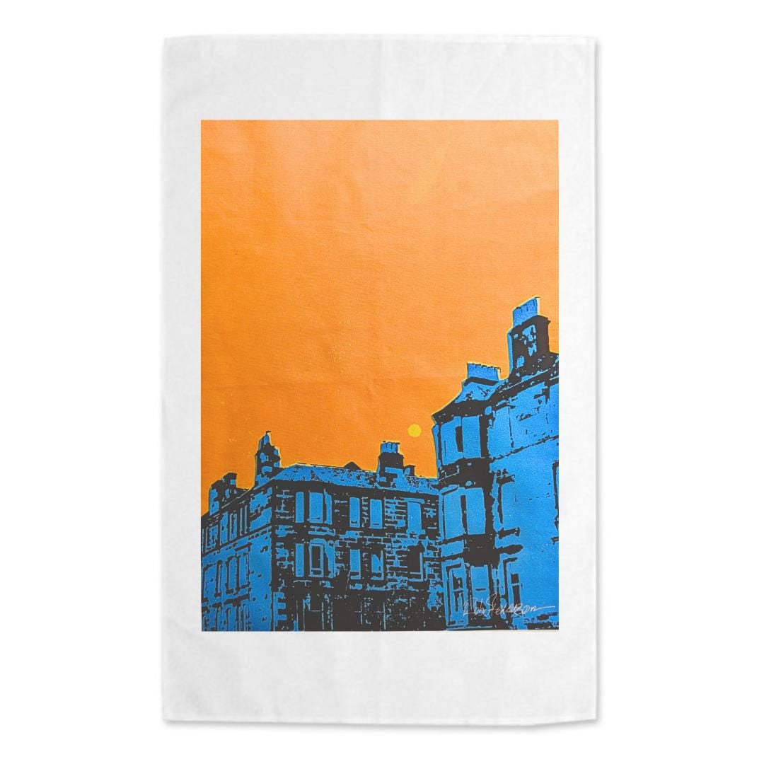 Old Smokey Edinburgh Tea Towel by Rob Stevenson
